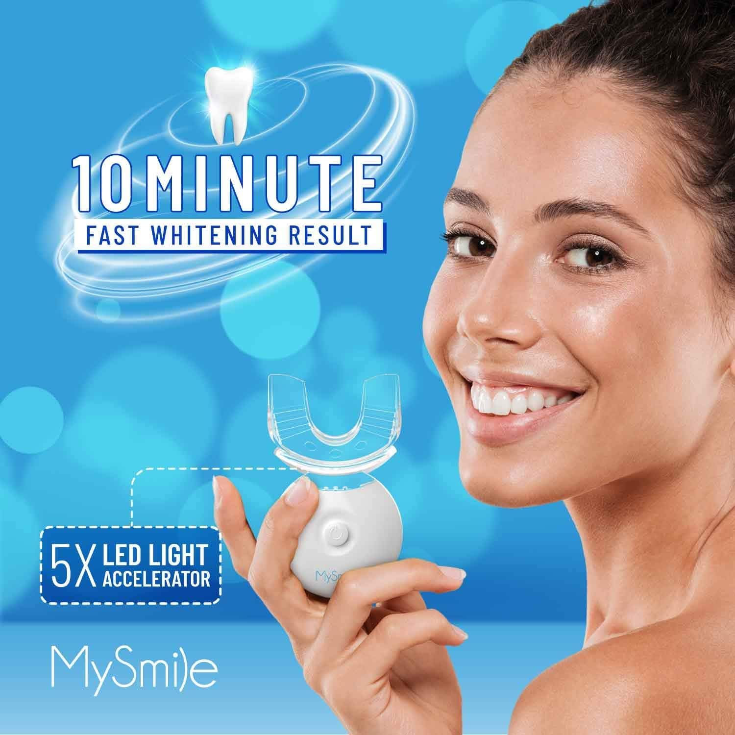 MySmile Teeth Whitening Gel Refills Pack 30+ Treatment Non-Sensitive Enamel Safe Tooth Whitener -10 Min Fast Whitening Teeth - Helps to Remove Stains from Coffee, Smoking, Wines（Excluding Tray Light）