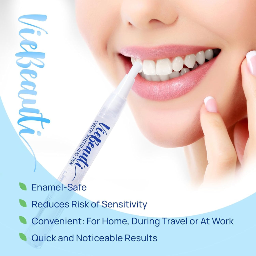VieBeauti Teeth Whitening Pen Gel: 30+ Uses - Teeth whitening Gel with Professional Formulation and Ingredients, No Sensitivity, Travel-Friendly, Beautiful White Smile Mint