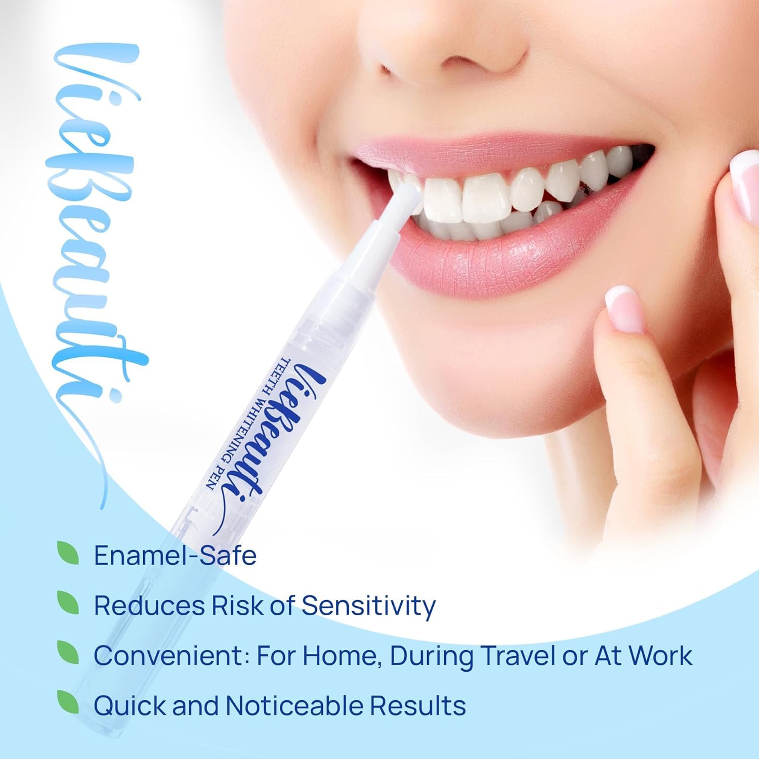 VieBeauti Teeth Whitening Pen Gel: 30+ Uses - Teeth whitening Gel with Professional Formulation and Ingredients, No Sensitivity, Travel-Friendly, Beautiful White Smile Mint