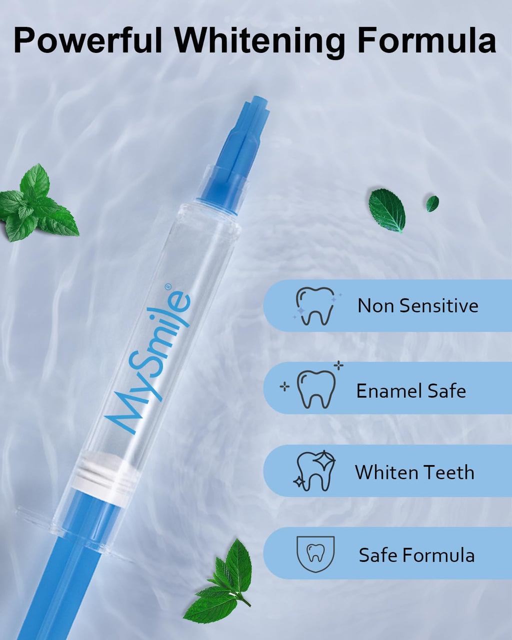 MySmile Teeth Whitening Gel Refills Pack 30+ Treatment Non-Sensitive Enamel Safe Tooth Whitener -10 Min Fast Whitening Teeth - Helps to Remove Stains from Coffee, Smoking, Wines（Excluding Tray Light）