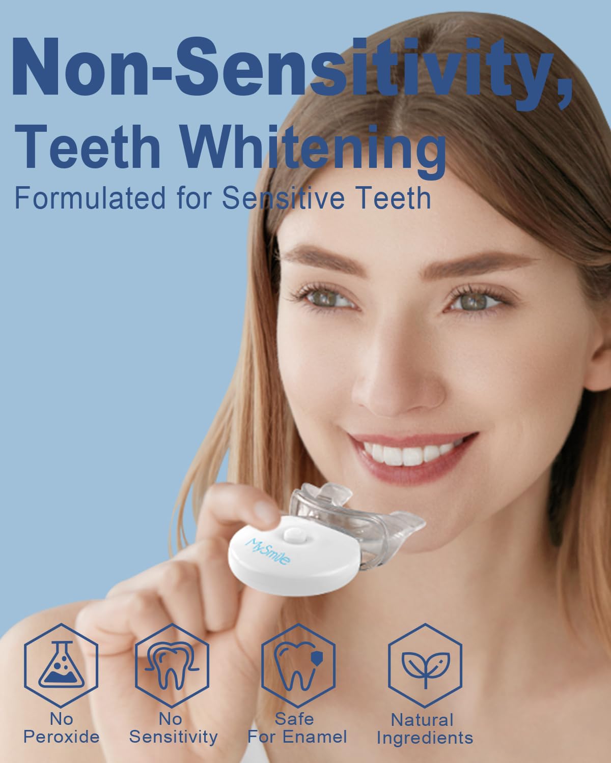 MySmile Teeth Whitening Gel Refills Pack 30+ Treatment Non-Sensitive Enamel Safe Tooth Whitener -10 Min Fast Whitening Teeth - Helps to Remove Stains from Coffee, Smoking, Wines（Excluding Tray Light）