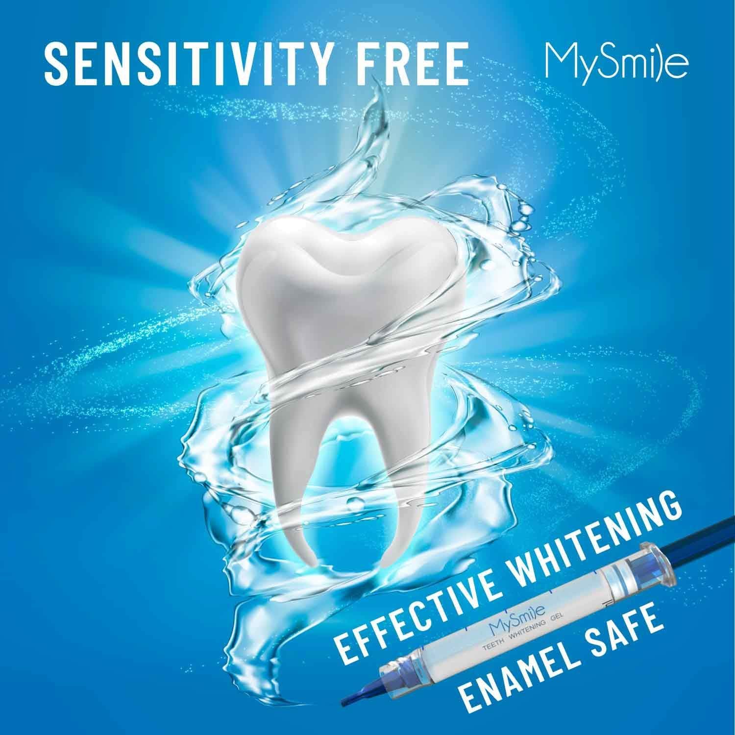 MySmile Teeth Whitening Gel Refills Pack 30+ Treatment Non-Sensitive Enamel Safe Tooth Whitener -10 Min Fast Whitening Teeth - Helps to Remove Stains from Coffee, Smoking, Wines（Excluding Tray Light）
