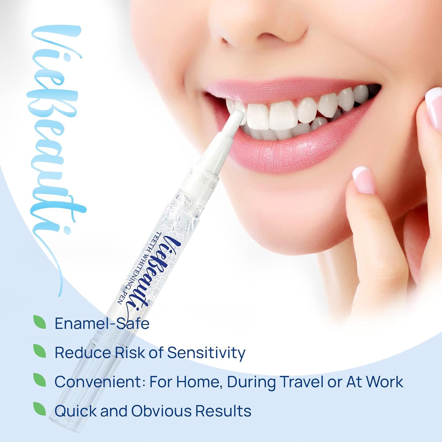 VieBeauti Teeth Whitening Pen Gel: 30+ Uses - Teeth whitening Gel with Professional Formulation and Ingredients, No Sensitivity, Travel-Friendly, Beautiful White Smile Mint