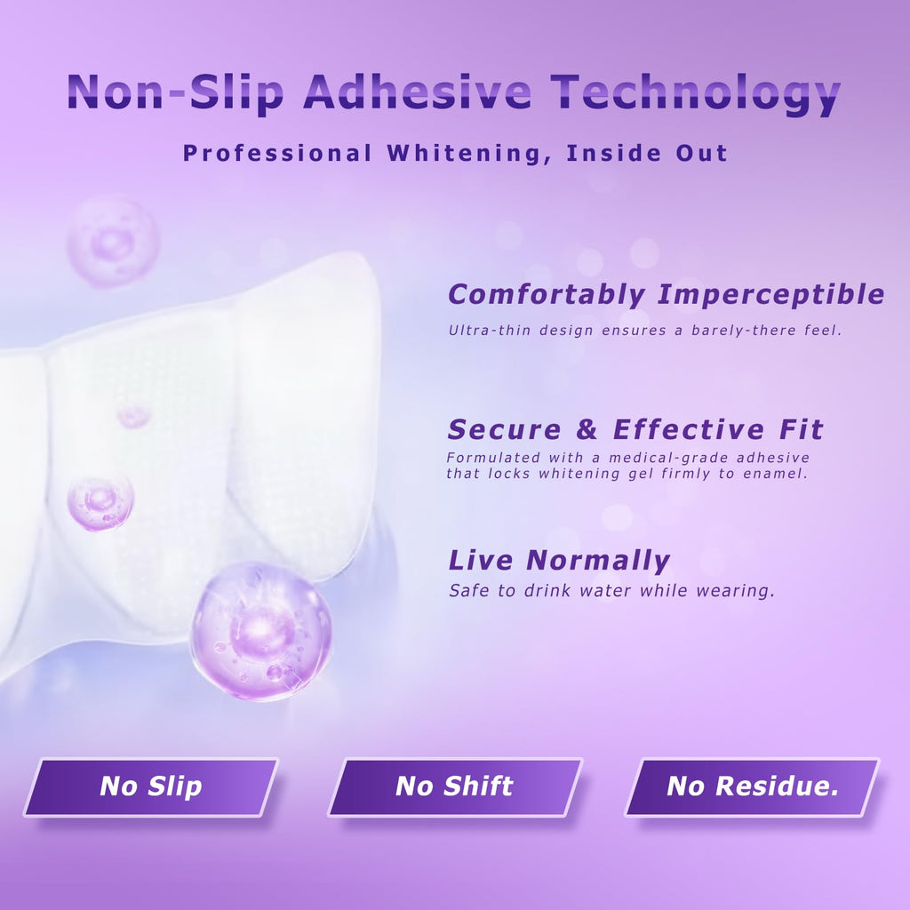 Purple Teeth Whitening Strip 20 Non-Slip Strips - Whitening for Teeth Sensitive, Professional Teeth Whitening Strips, Fast Remove Smoking, Coffee, Wine Stains, Teeth Whitening Kit Pack