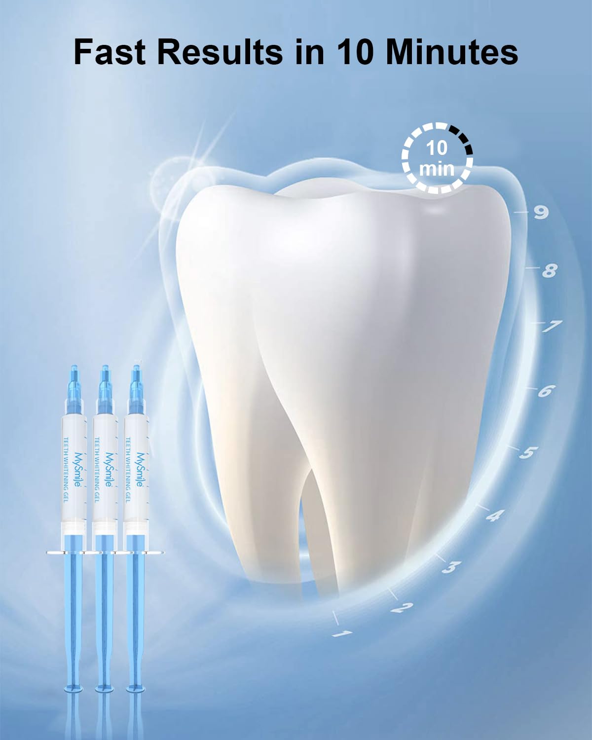 MySmile Teeth Whitening Gel Refills Pack 30+ Treatment Non-Sensitive Enamel Safe Tooth Whitener -10 Min Fast Whitening Teeth - Helps to Remove Stains from Coffee, Smoking, Wines（Excluding Tray Light）