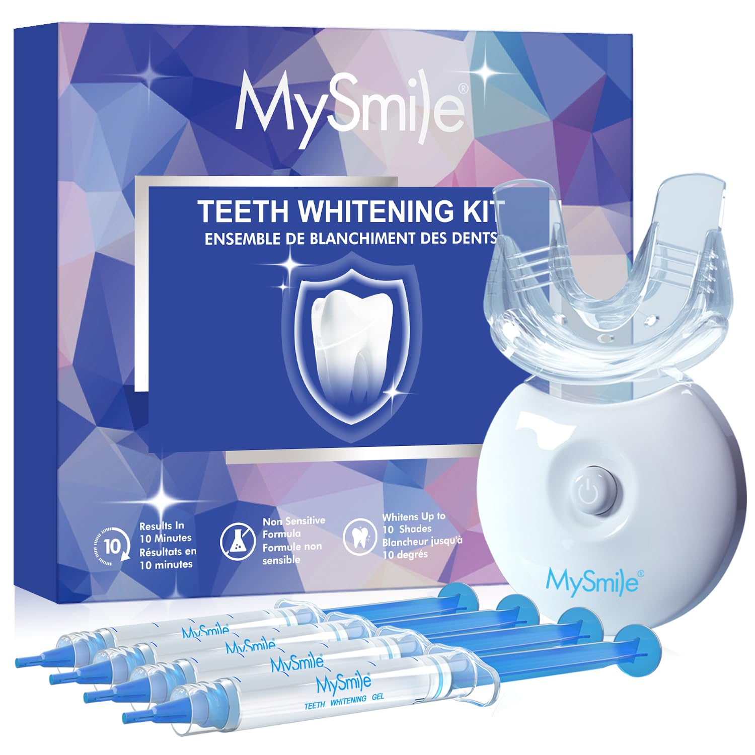 MySmile Teeth Whitening Gel Refills Pack 30+ Treatment Non-Sensitive Enamel Safe Tooth Whitener -10 Min Fast Whitening Teeth - Helps to Remove Stains from Coffee, Smoking, Wines（Excluding Tray Light）