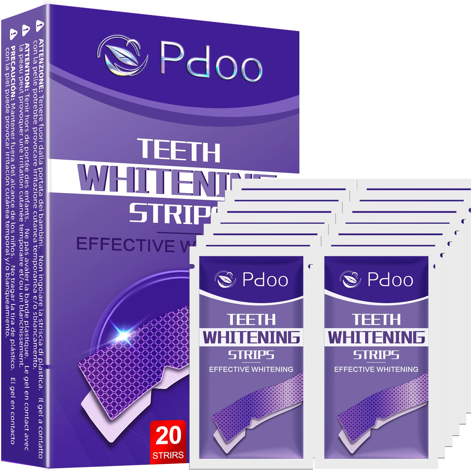 Purple Teeth Whitening Strip 20 Non-Slip Strips - Whitening for Teeth Sensitive, Professional Teeth Whitening Strips, Fast Remove Smoking, Coffee, Wine Stains, Teeth Whitening Kit Pack