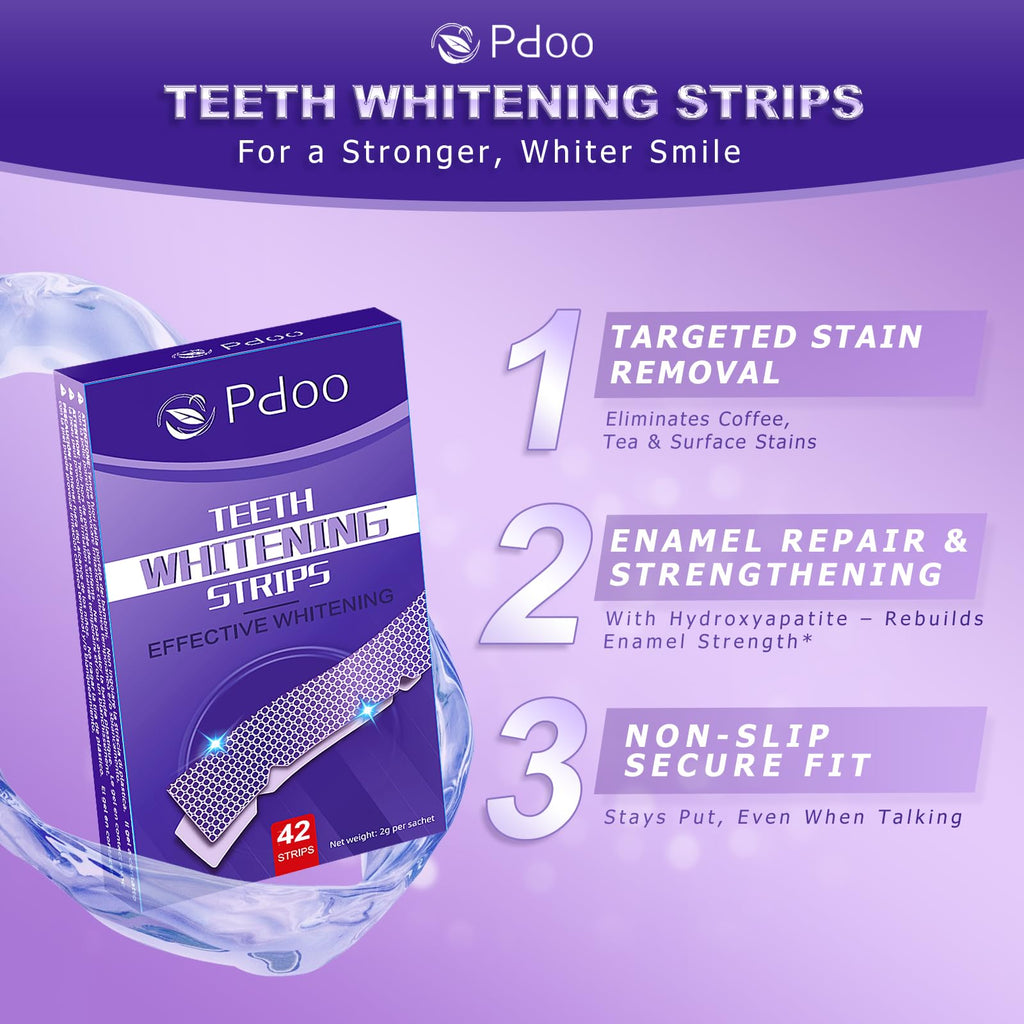 Purple Teeth Whitening Strip 20 Non-Slip Strips - Whitening for Teeth Sensitive, Professional Teeth Whitening Strips, Fast Remove Smoking, Coffee, Wine Stains, Teeth Whitening Kit Pack