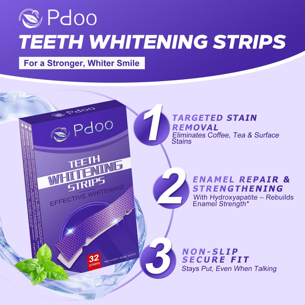 Purple Teeth Whitening Strip 20 Non-Slip Strips - Whitening for Teeth Sensitive, Professional Teeth Whitening Strips, Fast Remove Smoking, Coffee, Wine Stains, Teeth Whitening Kit Pack