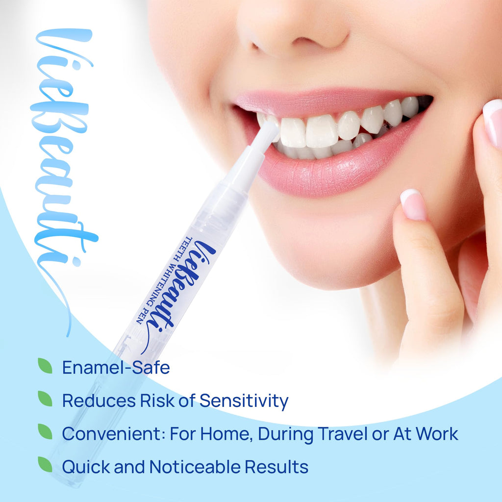 VieBeauti Teeth Whitening Pen Gel: 30+ Uses - Teeth whitening Gel with Professional Formulation and Ingredients, No Sensitivity, Travel-Friendly, Beautiful White Smile Mint