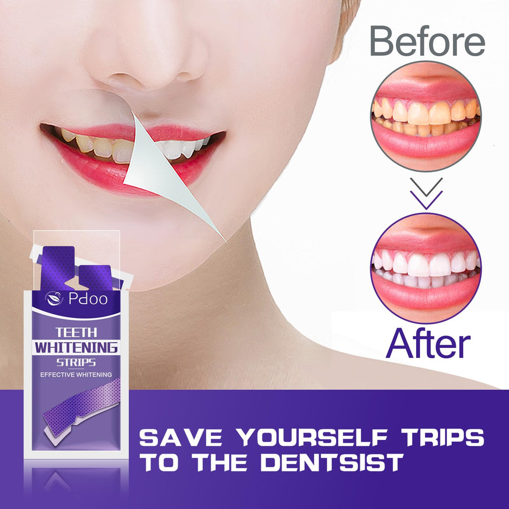 Purple Teeth Whitening Strip 20 Non-Slip Strips - Whitening for Teeth Sensitive, Professional Teeth Whitening Strips, Fast Remove Smoking, Coffee, Wine Stains, Teeth Whitening Kit Pack