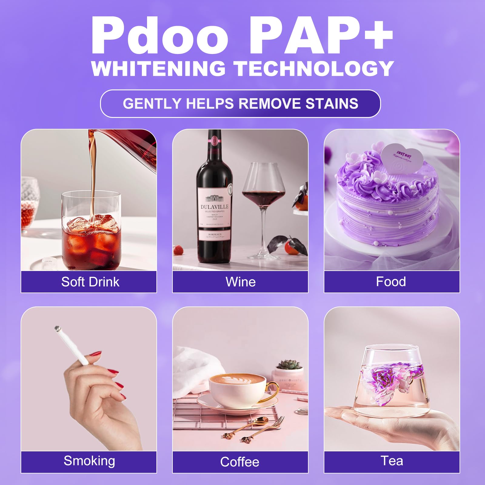Purple Teeth Whitening Strip 20 Non-Slip Strips - Whitening for Teeth Sensitive, Professional Teeth Whitening Strips, Fast Remove Smoking, Coffee, Wine Stains, Teeth Whitening Kit Pack