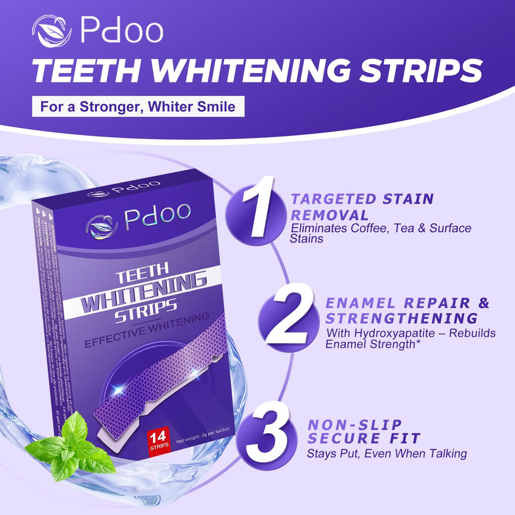 Purple Teeth Whitening Strip 20 Non-Slip Strips - Whitening for Teeth Sensitive, Professional Teeth Whitening Strips, Fast Remove Smoking, Coffee, Wine Stains, Teeth Whitening Kit Pack