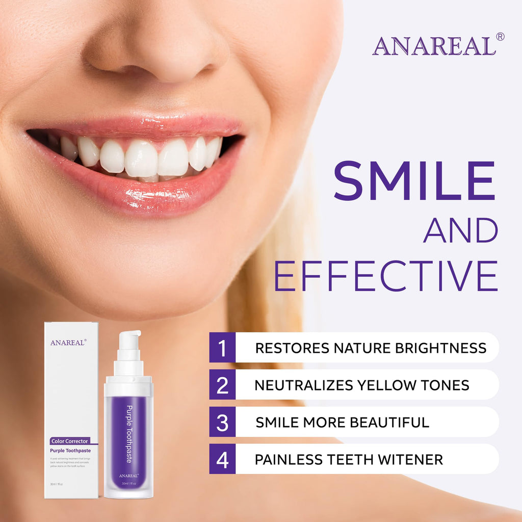 Teeth Whitening Purple Toothpaste - Tooth Whitener Gel 30ml
