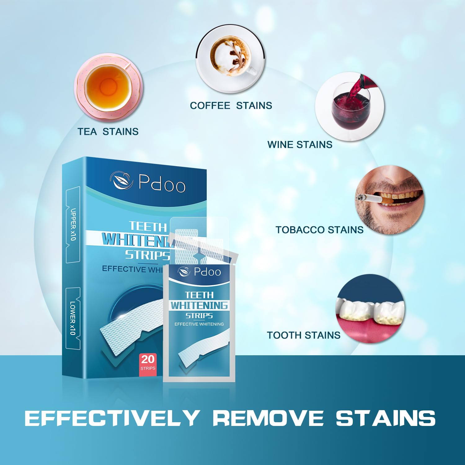 Purple Teeth Whitening Strip 20 Non-Slip Strips - Whitening for Teeth Sensitive, Professional Teeth Whitening Strips, Fast Remove Smoking, Coffee, Wine Stains, Teeth Whitening Kit Pack