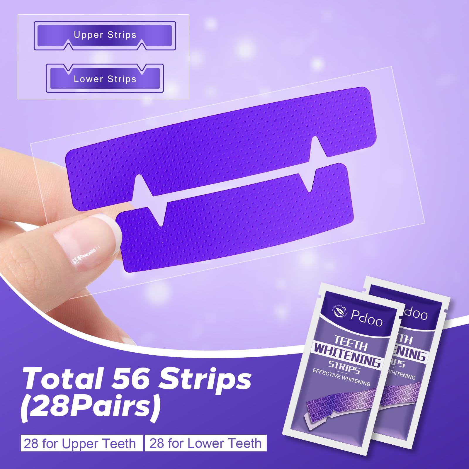 Purple Teeth Whitening Strip 20 Non-Slip Strips - Whitening for Teeth Sensitive, Professional Teeth Whitening Strips, Fast Remove Smoking, Coffee, Wine Stains, Teeth Whitening Kit Pack
