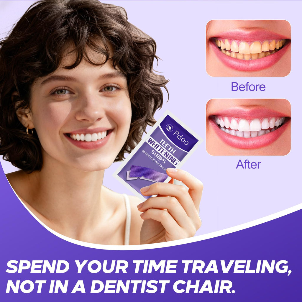 Purple Teeth Whitening Strip 20 Non-Slip Strips - Whitening for Teeth Sensitive, Professional Teeth Whitening Strips, Fast Remove Smoking, Coffee, Wine Stains, Teeth Whitening Kit Pack